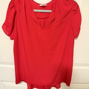 Charming Charlie Red V-Neck Short Sleeve Blouse